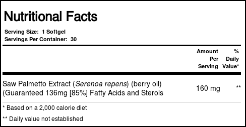 Solaray Saw Palmetto Berry Extract 160 mg 30 Cápsulas