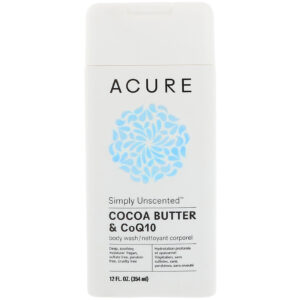 Acure Organics, Lavagem corporal simplesmente sem fragrância, Manteiga de cacau e CoQ10, 12 fl oz (354 ml)