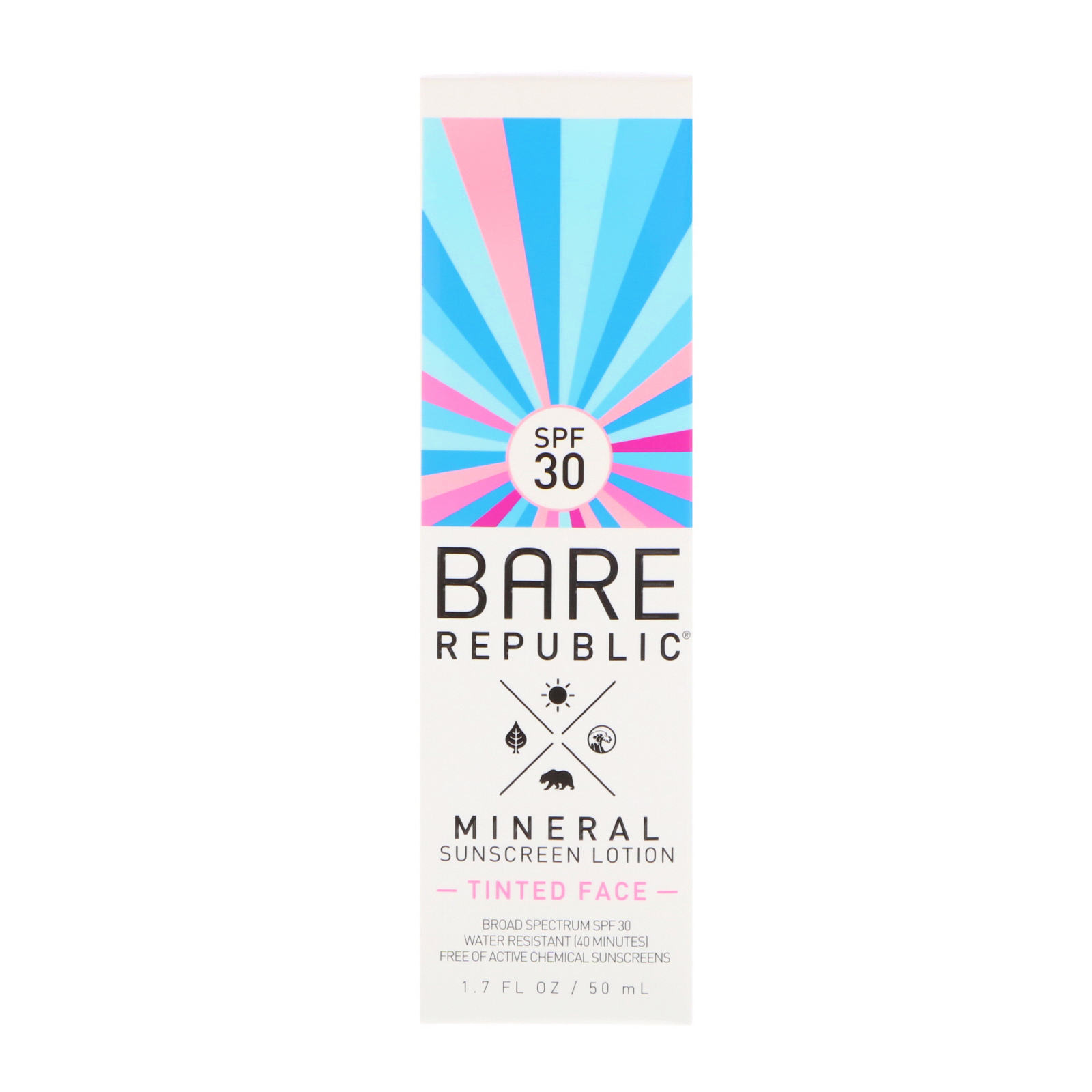 Bare Republic, Mineral Sunscreen Lotion, Tinted Face, SPF 30, 1.7 fl oz (50 ml)