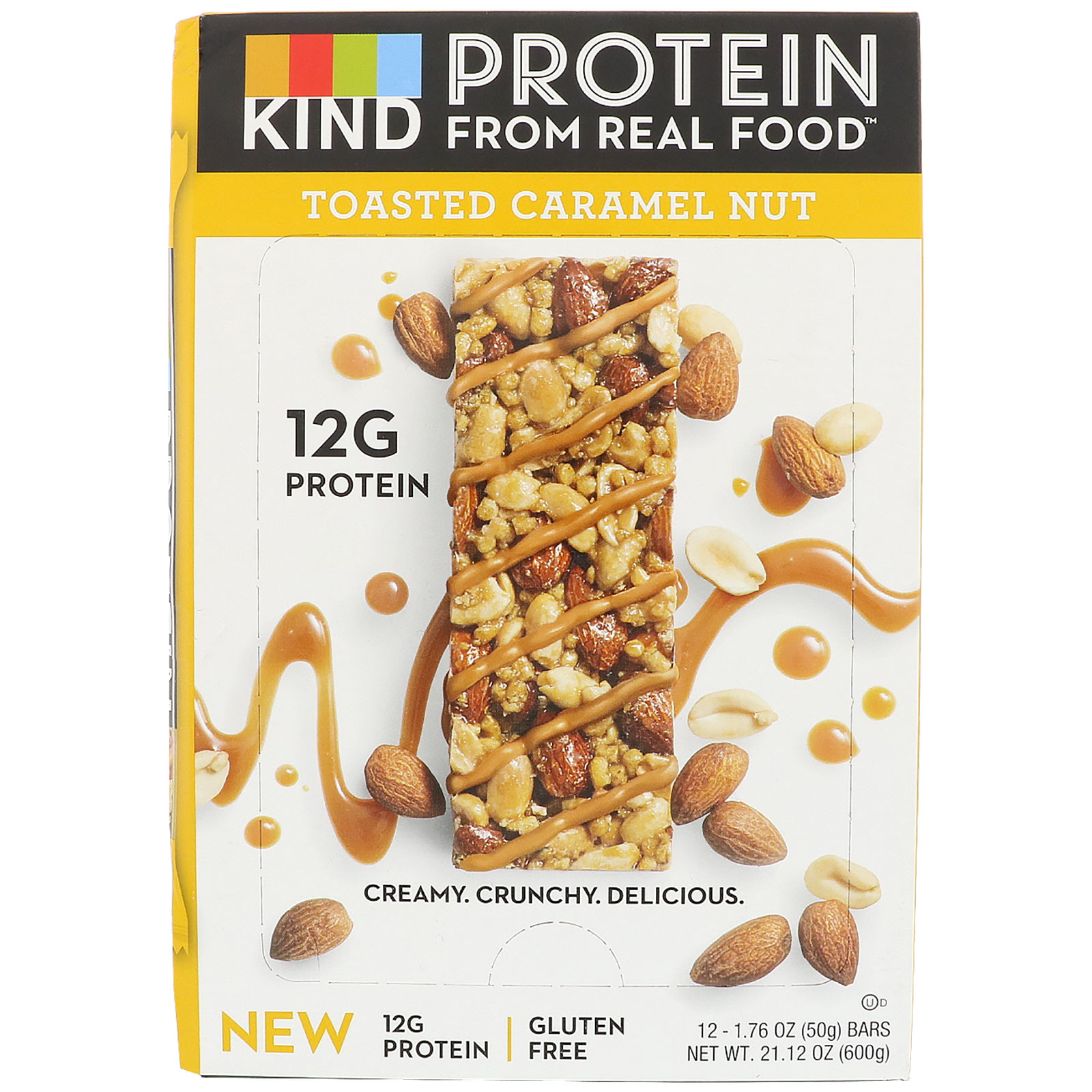 KIND Bars, Barras de Proteínas, Castanha Torrada Caramelizada, 12 Barras, 1,76 oz (50 g) Cada