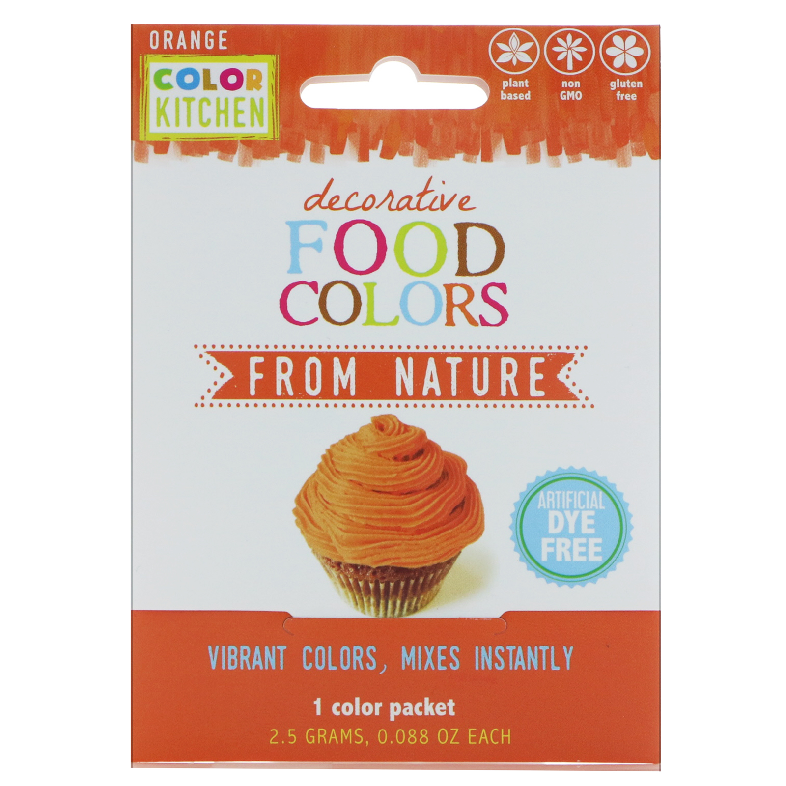 ColorKitchen, Decorativo, Corantes Alimentícios da Natureza, Laranja, 1 Embalagem de Corante, 0,088 oz (2,5 g)