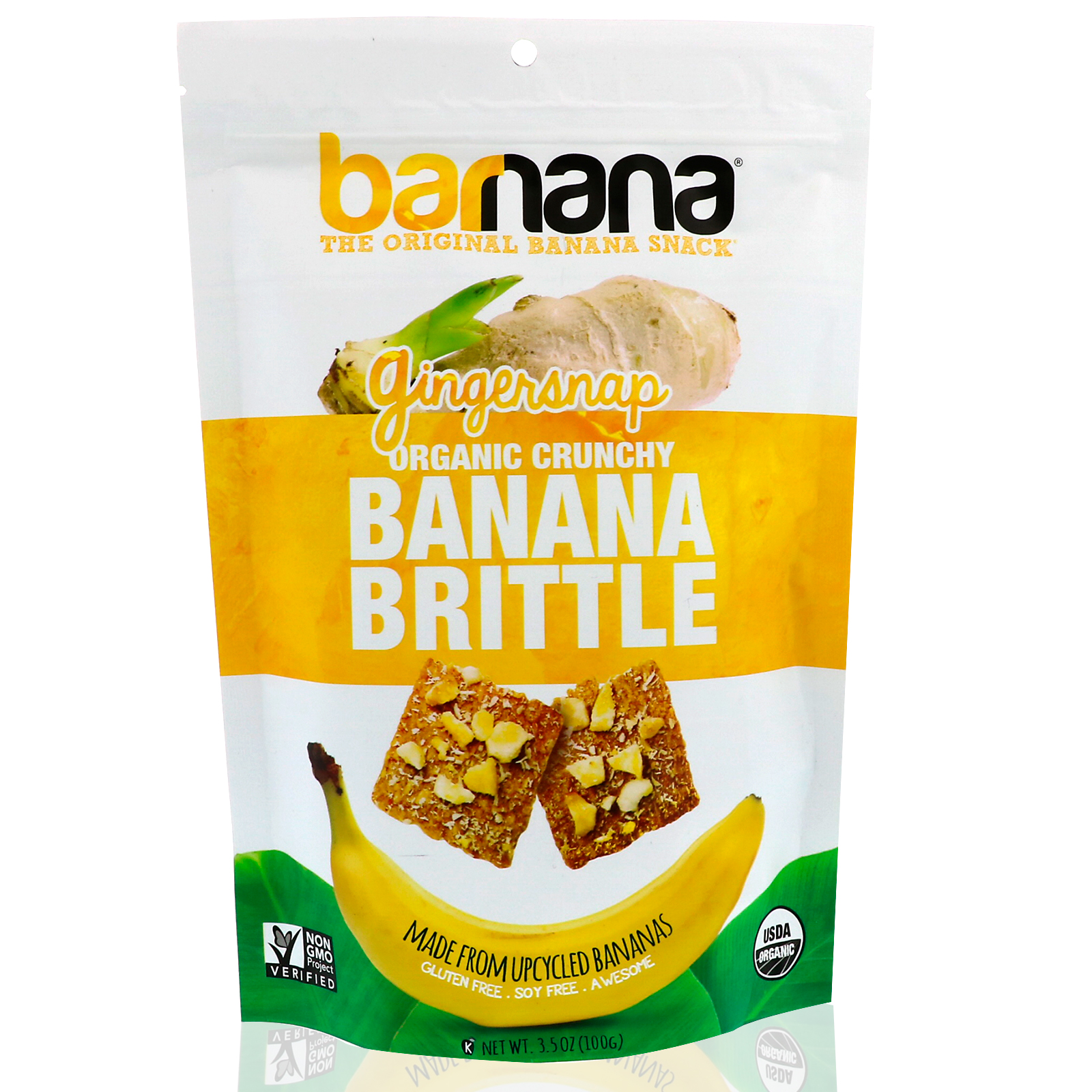 Barnana, Biscoito orgânico crocante quebradiço de banana, Gingersnap (biscoito inglês com gengibre), 3,5 onças (100 g)