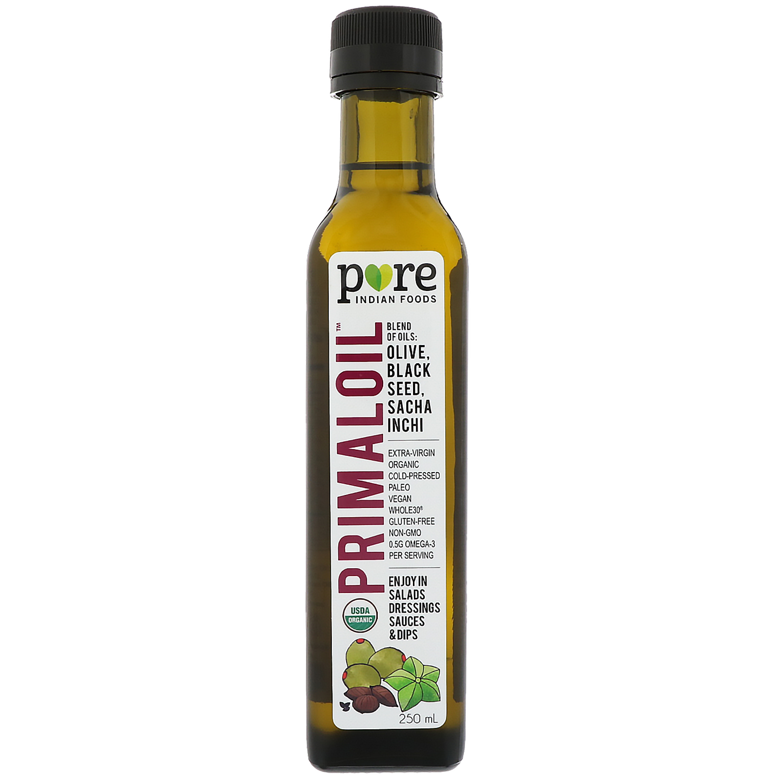 Pure Indian Foods, Organic Primaloil, Cold Pressed, Extra-Virgin, 250 ml