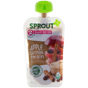Sprout Organic, Alimentos para bebês, Fase 2, Maçã, Aveia, Passas com Canela, 4 onças (113 g)