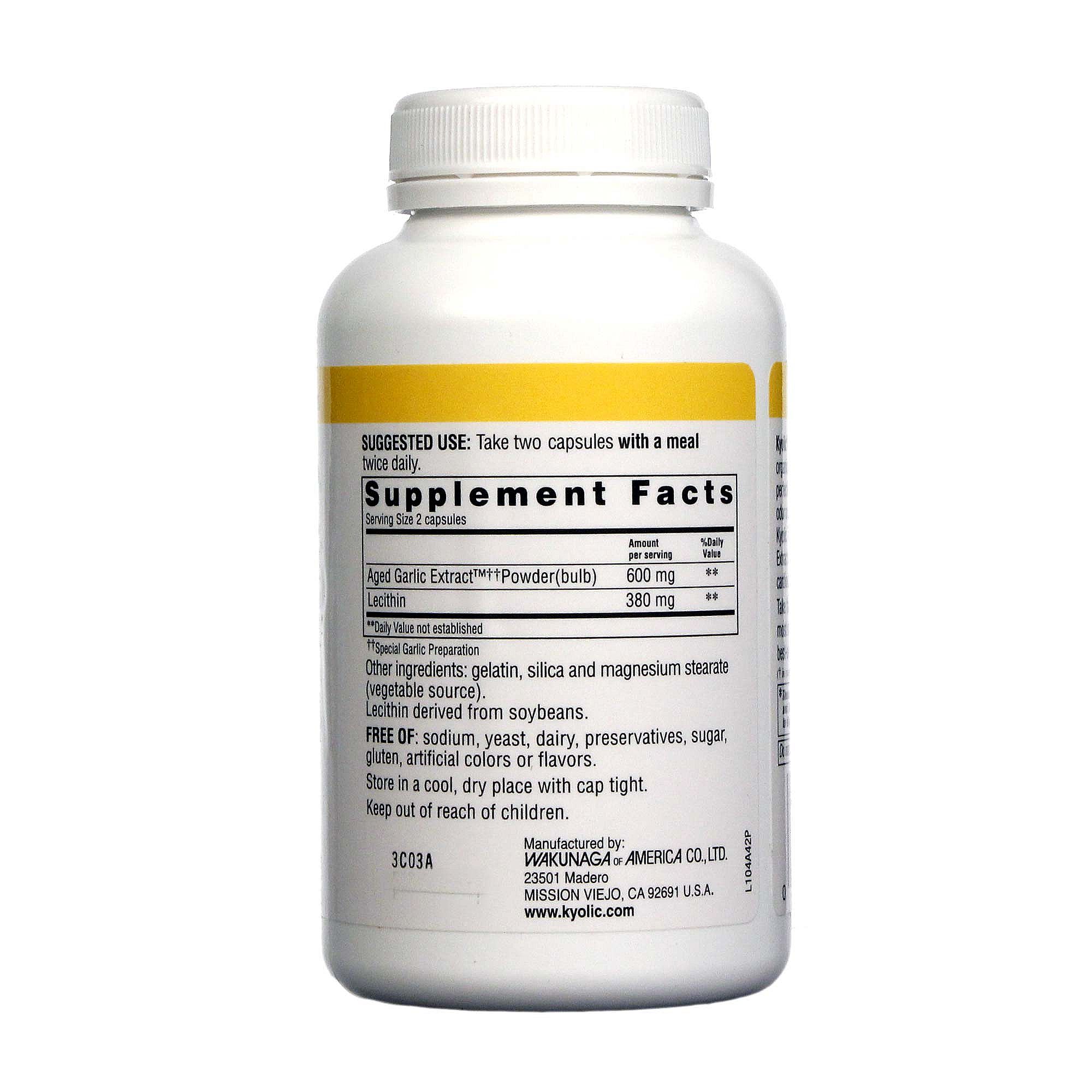 Kyolic Fórmula Kyolic 104 Alho Extrato de colesterol com Lecitina 200 Cápsulas - Imagem 2