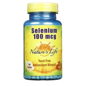 Nature's Life Sem leveduras Selênio 100 mcg 100 Tabletes