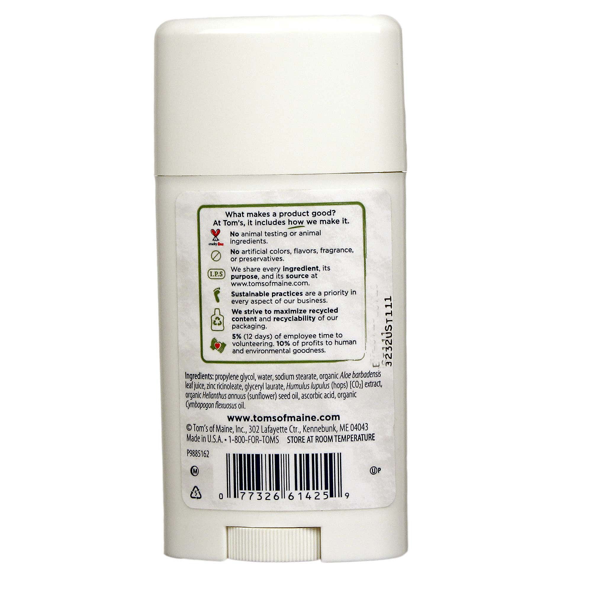 Tom's of Maine Longa duração Natural Desodorante Stick Unscented 2,25 onças - Imagem 2