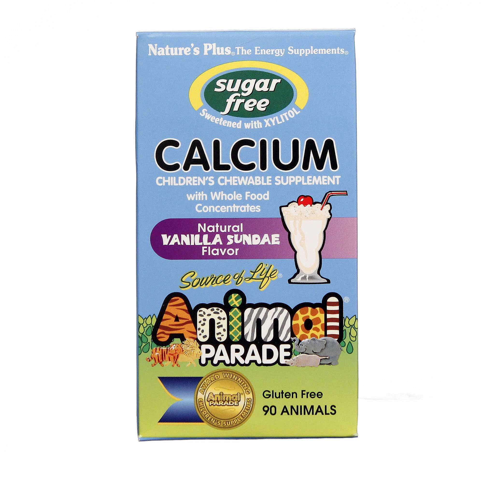 Nature's Plus Animais Parade Açúcar cálcio gratuito Vanilla Sundae 90 mastiga