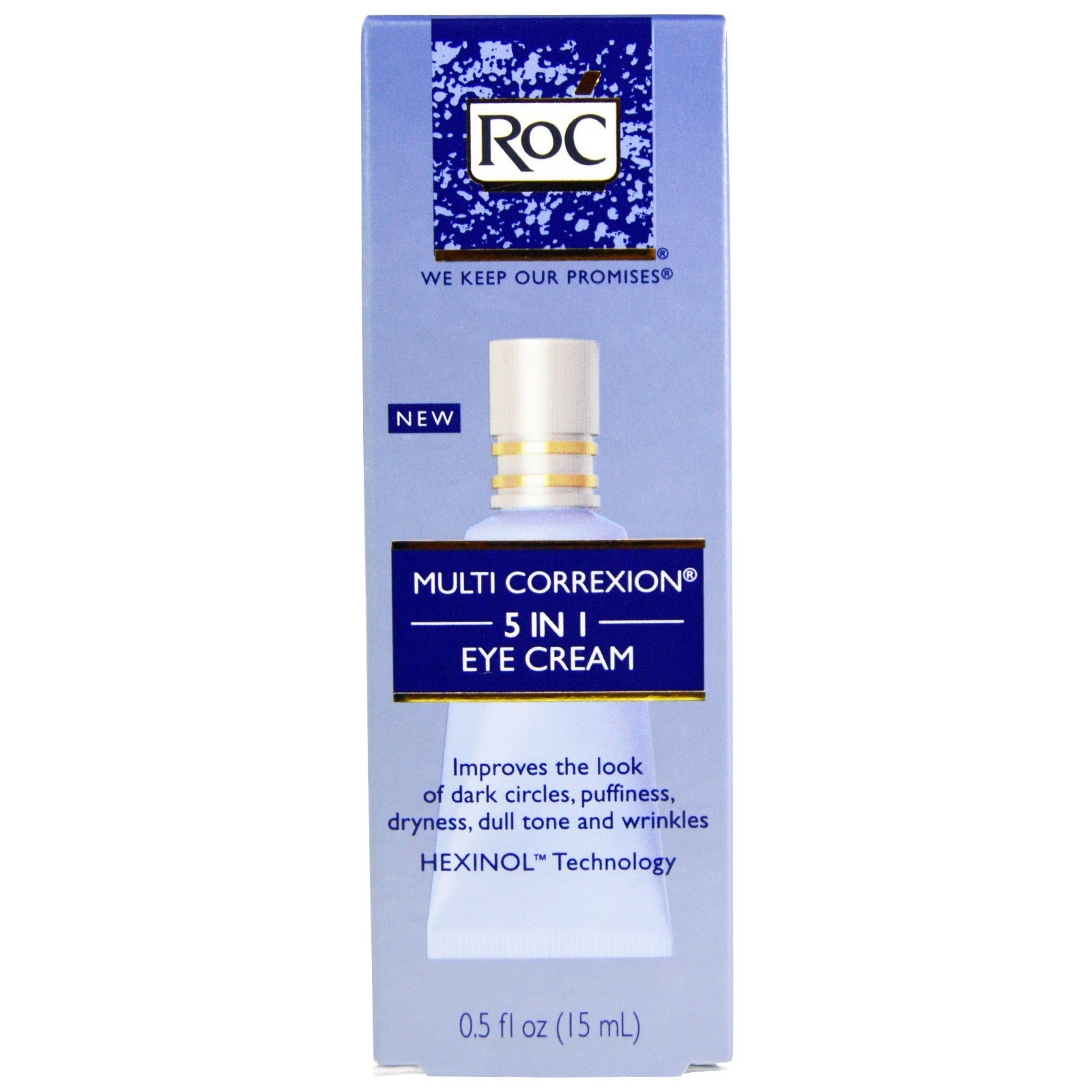RoC, Correção Múltipla, Creme para a Área dos Olhos, 5 em 1, 0,5 oz fl (15 ml)