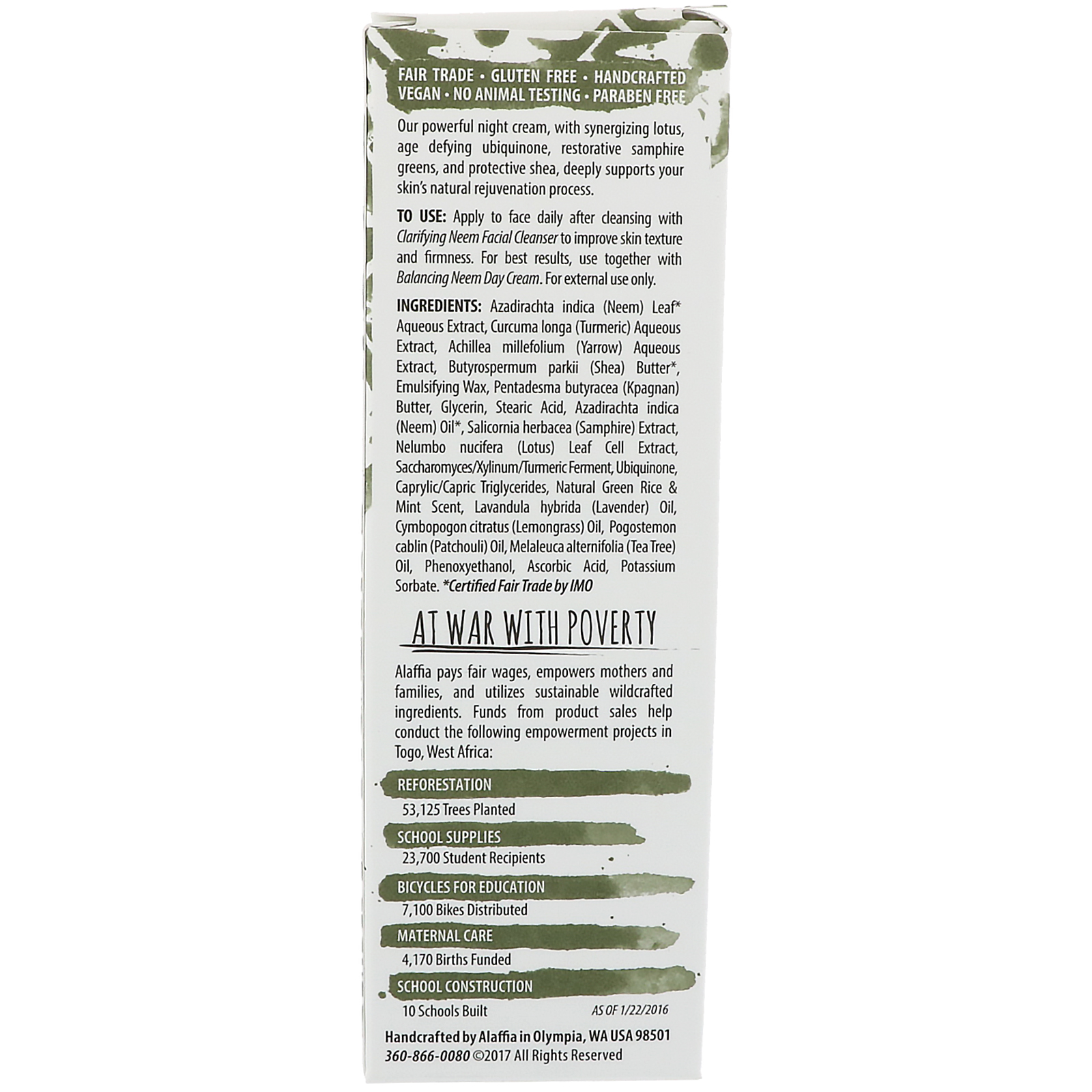 Alaffia, Creme Para a Noite, Neem Poderoso, 3 fl oz (88 ml) - Imagem 2
