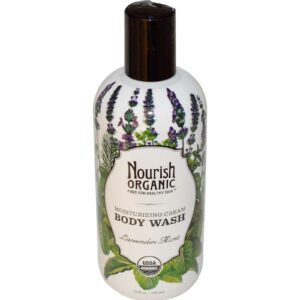 Nourish Organic, Sabonete líquido corporal, lavanda e menta, 10 fl. oz. (295 mL)