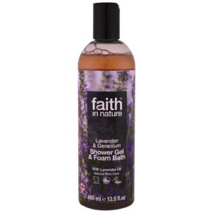 Faith in Nature, Gel para ducha e banho de espuma, lavanda e gerânio, 13,5 fl oz (400 ml)