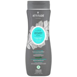 ATTITUDE, Super Leaves Science, Shampoo e Sabionete Líquido Natural, Cuidados com o Couro Cabeludo 2 em 1, Salgueiro Negro e Álamo, 16 oz (473 ml)