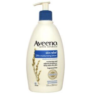 Aveeno, Ativos Naturais, Loção Hidratante Alívio 24hrs Para a Pele, Sem Odor, 12 fl oz (354 ml)
