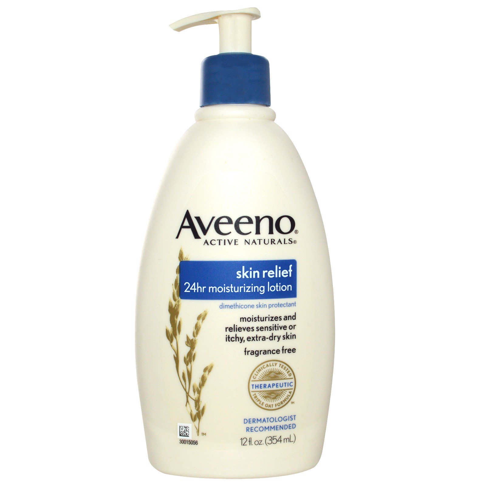 Aveeno, Ativos Naturais, Loção Hidratante Alívio 24hrs Para a Pele, Sem Odor, 12 fl oz (354 ml)