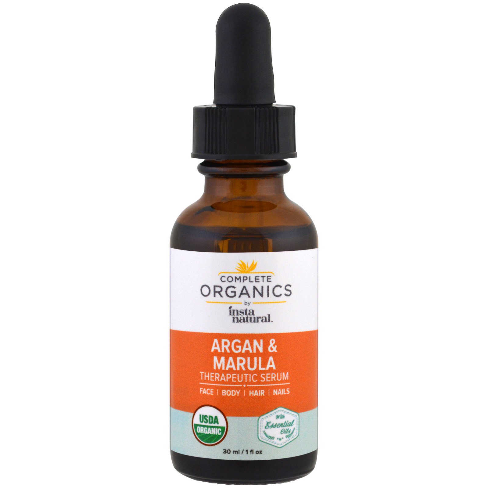 InstaNatural, Sérum Terapêutico de Óleo de Marula e de Argan Complete Organics, 1 fl oz (30 ml)