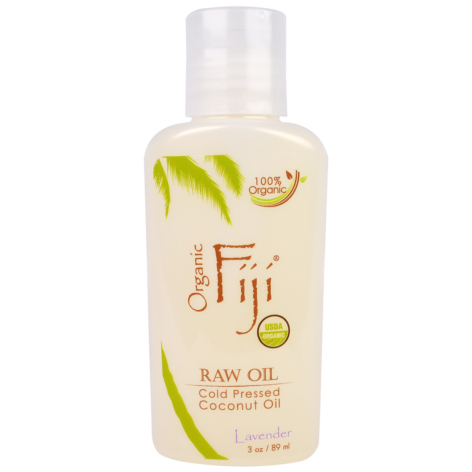 Organic Fiji, Óleo Natural Orgânico, Óleo de Coco Extraído a Frio, Lavanda, 89ml