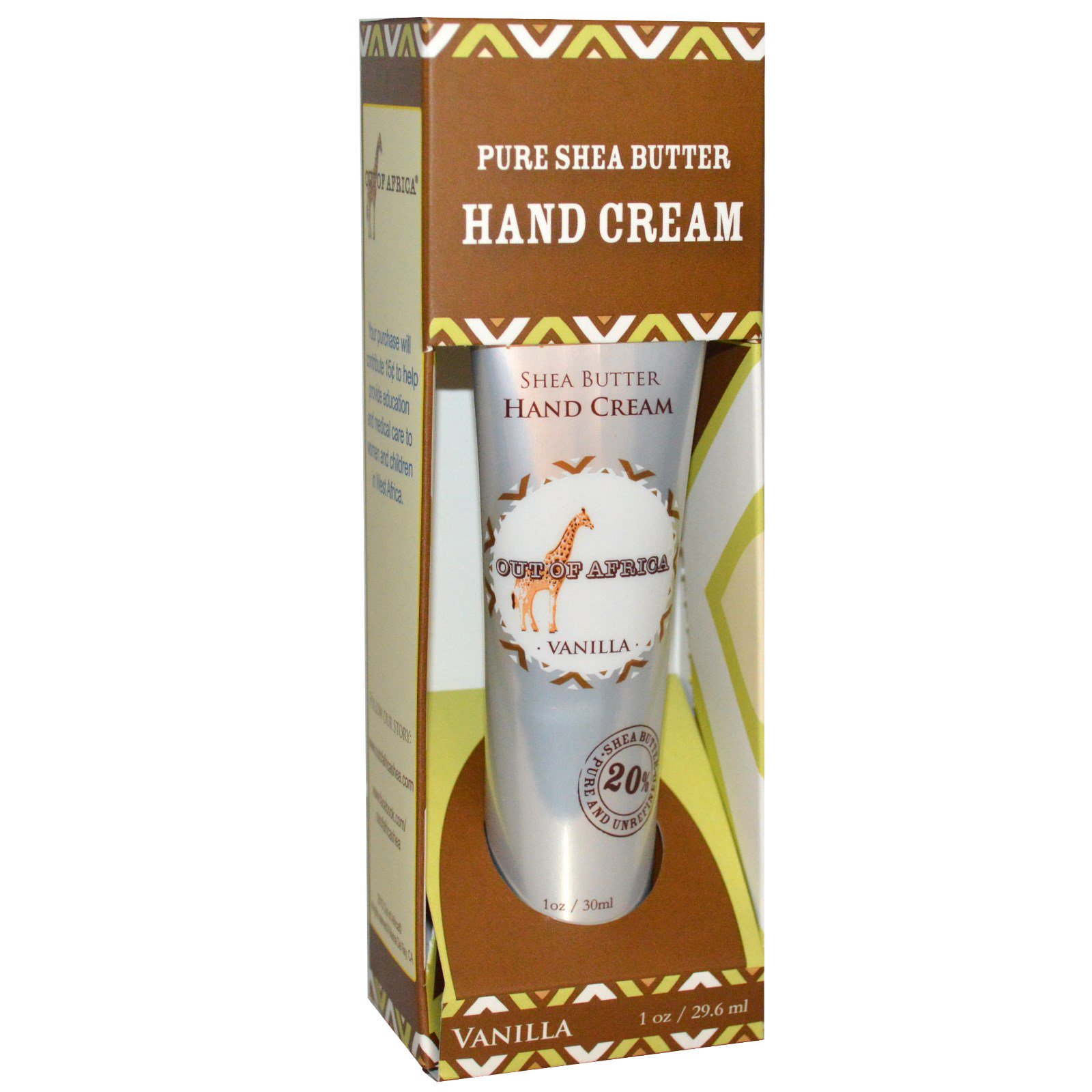Out of Africa, Manteiga de Carité Pura, Creme para Mãos, Baunilha, 29.6 ml (1 oz)
