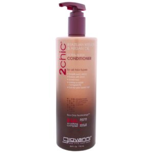 Giovanni, 2chic, Condicionador Ultrabrilhante para Todos os Tipos de Cabelos, Queratina Brasileira e Óleo de Argan, 710 ml (24 fl oz)