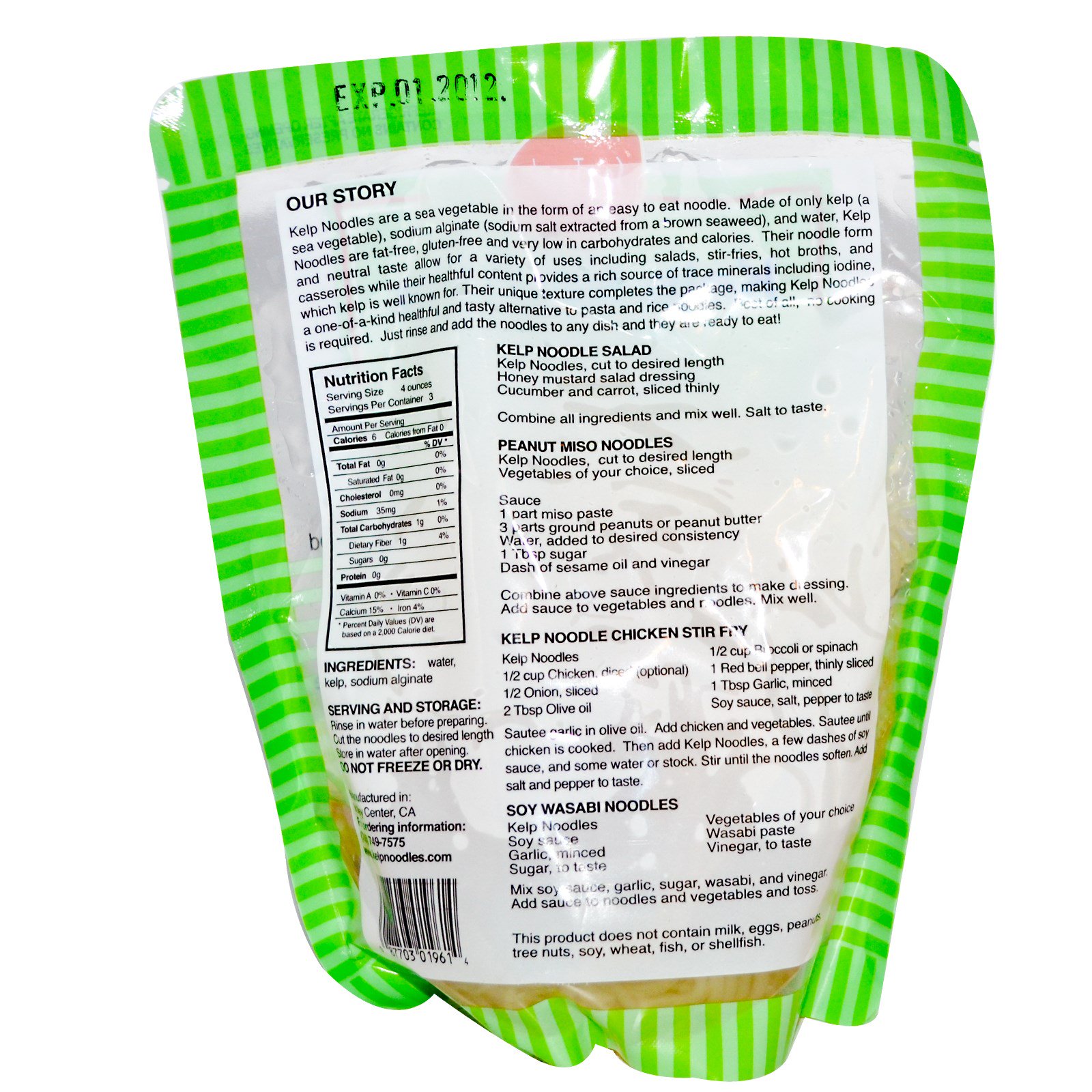 Sea Tangle Noodle Company, Kelp Noodles, 340 g