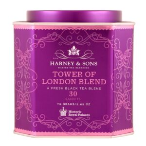 Harney & Sons, Mistura da torre de Londres, uma mistura de chá preto fresco, 30 sachês, 2,67 oz (75 g)