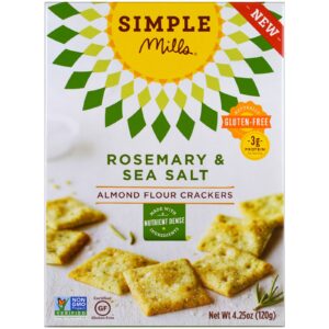 Simple Mills, Naturalmente sem glúten, Biscoitos de farinha de amêndoa, Alecrim e sal marinho, 4,25 oz (120 g)