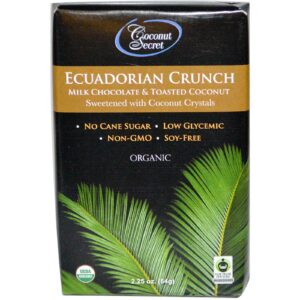 Coconut Secret, Pedaço Equatoriano, Chocolate ao Leite e Coco Torrado, Orgânico, 2.25 oz (64 g)