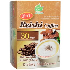 Longreen Corporation, Café Reishi 2 em 1, Cogumelo Reishi e Café, 30 Pacotes, 2,3 oz (65,4 g) Cada