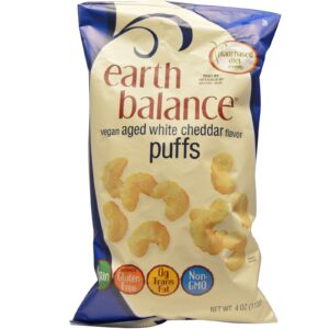 Earth Balance, Salgadinhos veganos, Sabor cheddar branco envelhecido, 113 g