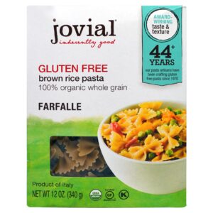 Jovial, Massa Orgânica de Arroz Castanho, Farfalle, Sem Glúten, 12 oz (340 g)