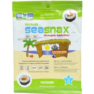 SeaSnax, Salgadinhos de Algas Marinhas Selecionadas Assadas, Wasabi, 0.54 oz (15g)