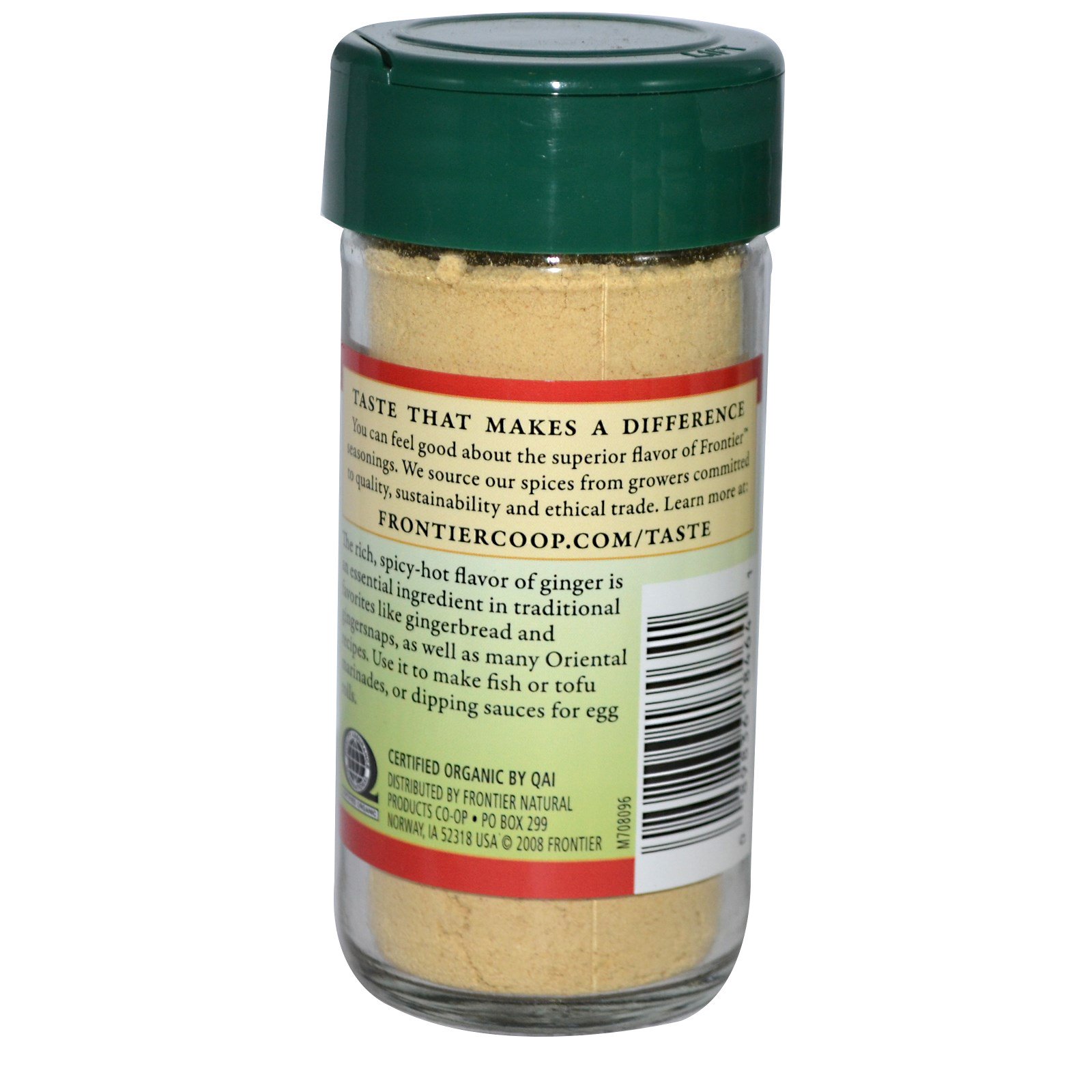 Frontier Natural Products, Raiz de Gengibre Orgânico, Moída, 1,50 onças (42 g)