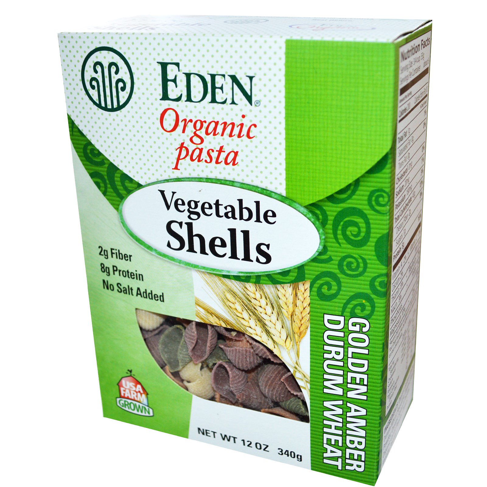 Eden Foods, Macarrão orgânico,conchas de vegetais, 12 oz (340 g)