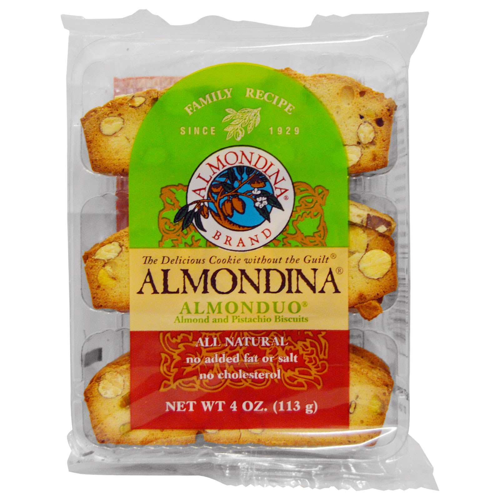 Almondina, Dupla de Amêndoas, Biscoitos de Amêndoas e Pistache, 4 oz (113 g)