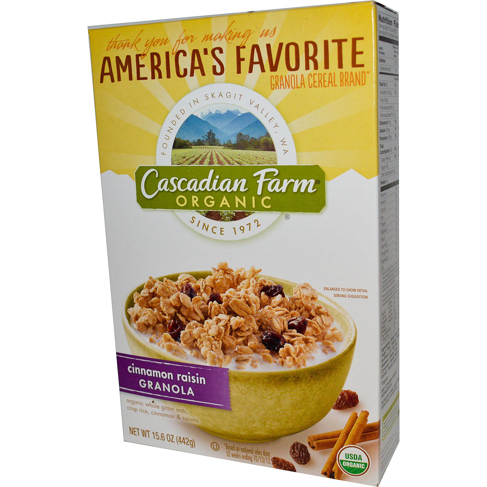 Cascadian Farm, Orgânico, Granola de Canela e Passas, 15.6 oz (442 g)