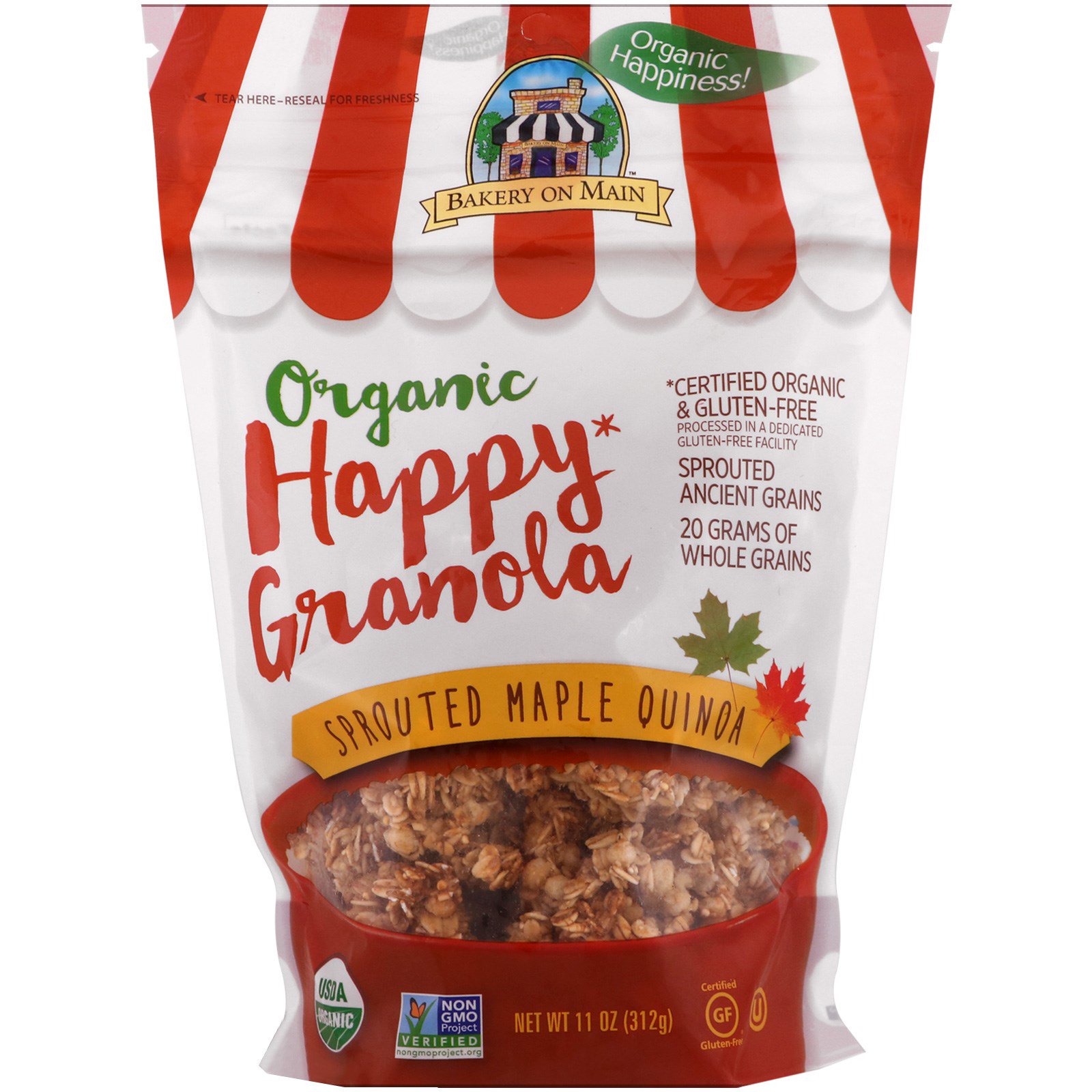 Bakery On Main, Orgânica, Granola Feliz, Quinoa Germinada e Maple, 11 oz (312 g)