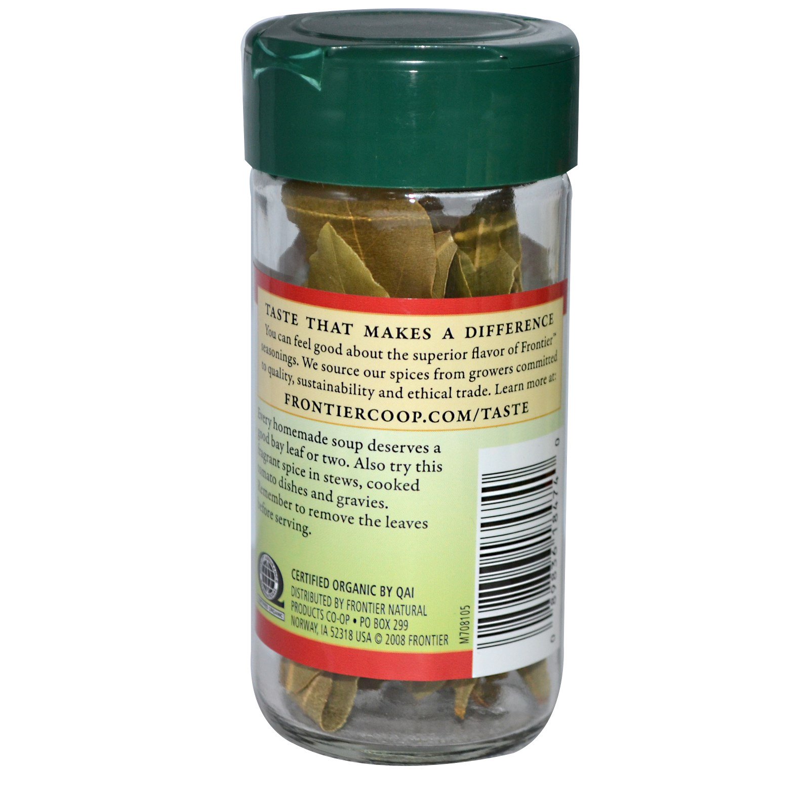 Frontier Natural Products, Folha de Louro Orgânica, Integral, 0,15 onças (4 g)