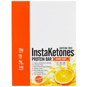 Julian Bakery, InstaKetones Barra de Proteínas, não contém cafeína, Explosão de Laranja, 12 Barras, 1,56 lbs (708 g)