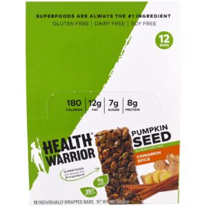 Health Warrior, Inc., Barra de Superalimento de Semente de Abóbora, Canela, 36 g cada