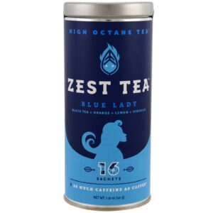 Zest Tea LLZ, Chá de Alta Octanagem, Dama Azul, 16 Sachês, 1,41 oz (40 g)