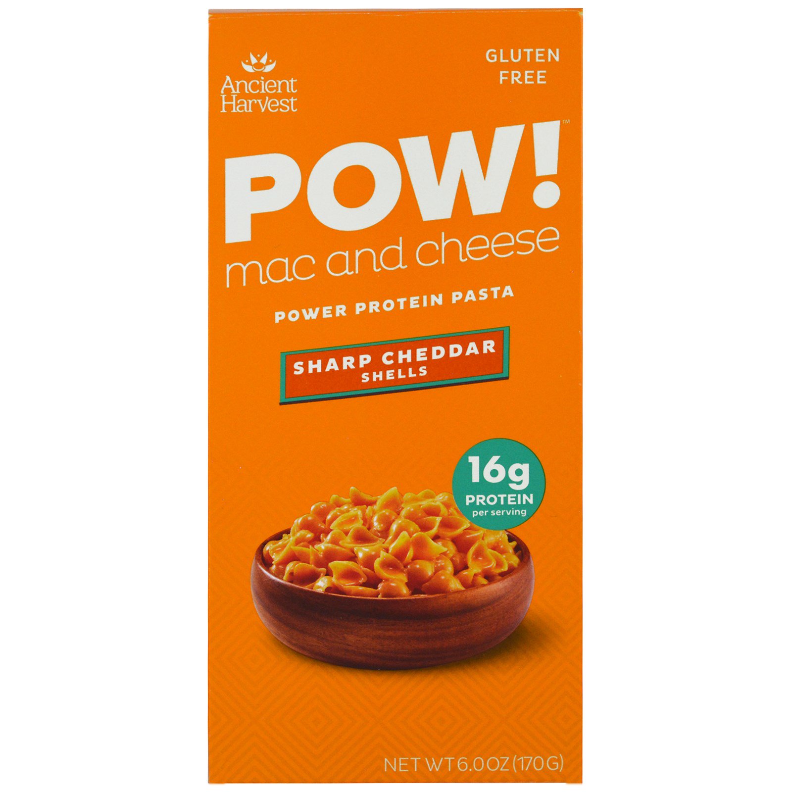 Ancient Harvest, POW! Macarrão de Forno Estilo Americano, Conchas de Cheddar Forte, 6 oz (170g)