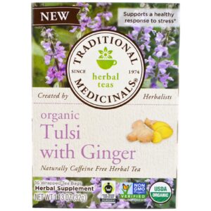 Traditional Medicinals, Tulsi Orgânico com Gengibre, 16 Saquinhos de Chá, 1,13 oz (32 g)