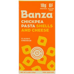 Banza, Conchas de Macarrão com Grão de bico e Queijo, Cheddar Branco, 5,5 oz (156 g)