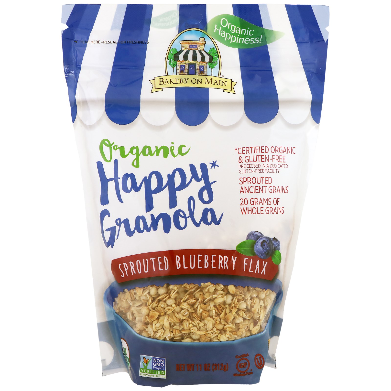 Bakery On Main, Organic, Happy Granola, dianela germinada, 11 oz (312 g)