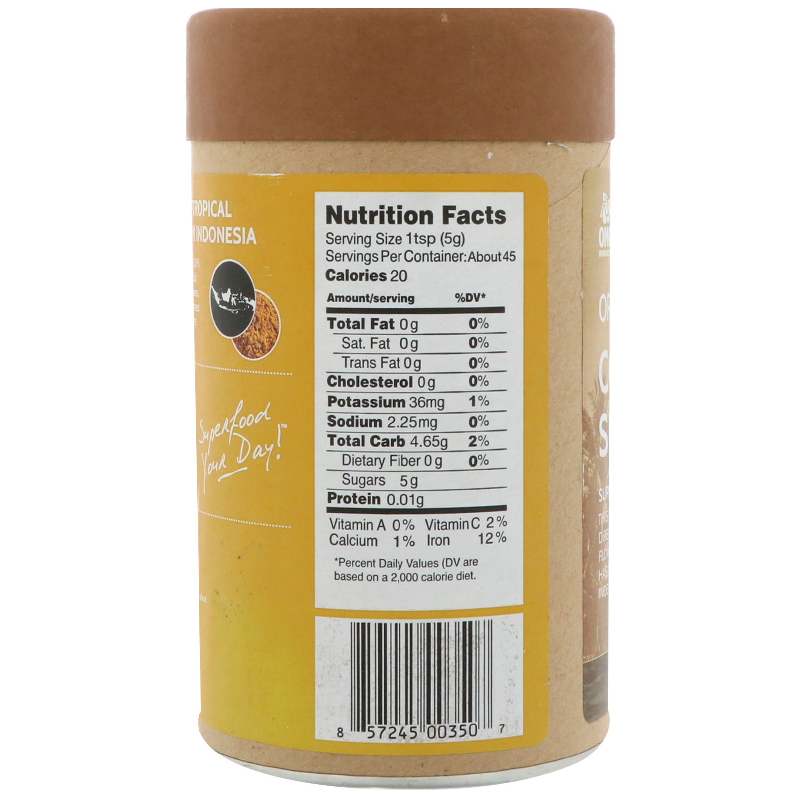 OMG! Food Company, LLC, Orgânico, Açúcar de Coco, 12 oz (340 g) - Imagem 2