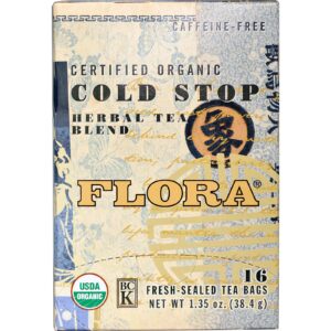 Flora, Chá para resfriados orgânico certificado, sem cafeína, 16 sachês, 1,35 oz. (38,4 g)