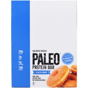 Julian Bakery, Barra de Proteína Paleo, Donut Glaceado, 12 Barras, 2,12 oz (60 g) Cada