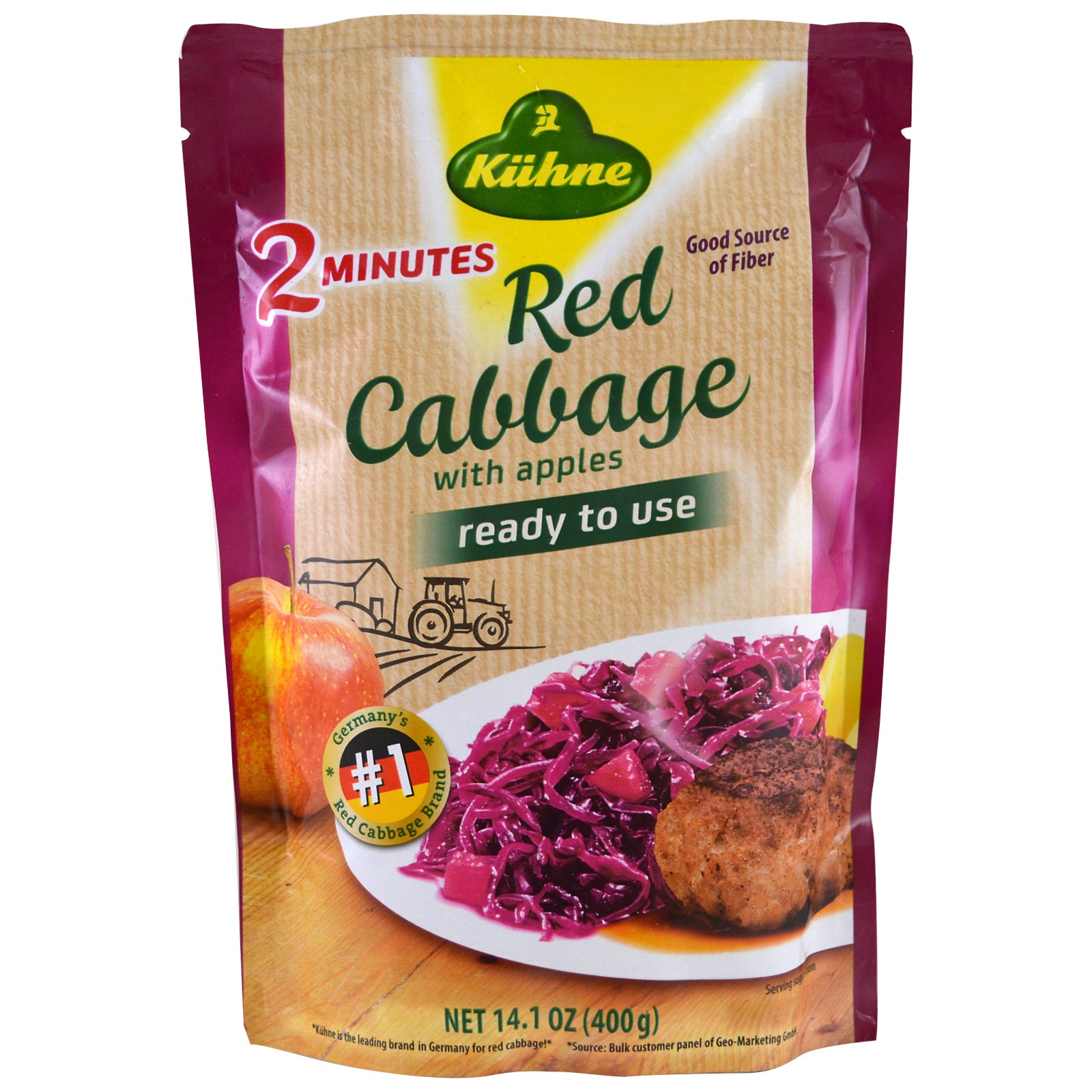 Kuhne, Pronto para consumo, repolho roxo com maçã, 400 g