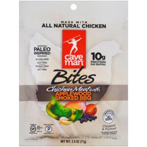 Caveman Foods, Bites, Chicken Meat with Applewood Smoked BBQ, 2.5 oz (71 g)