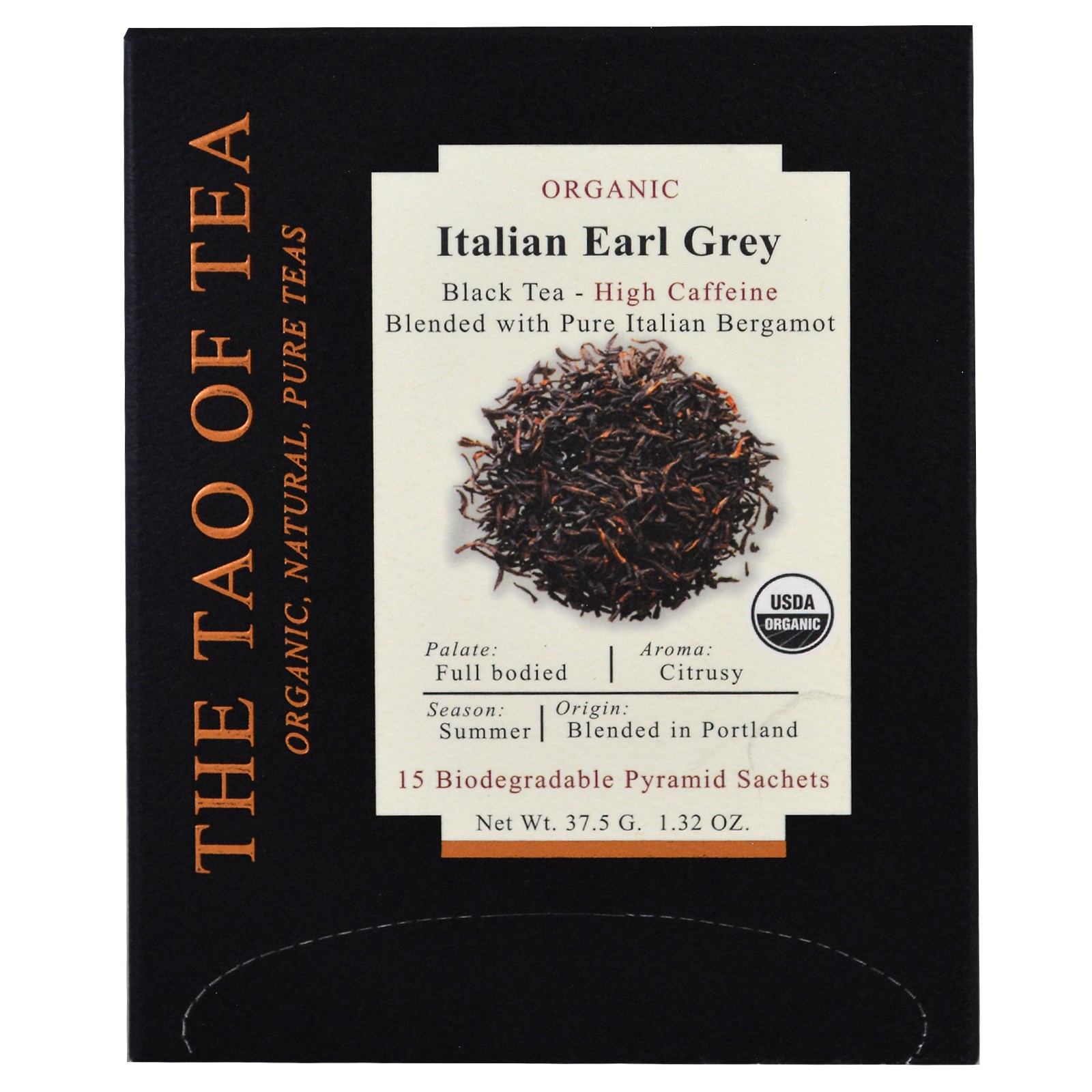 The Tao of Tea, Chá Orgânico Earl Grey Italiano, 15 Saquinhos Piramidais, 37,5 g (1,32 oz)